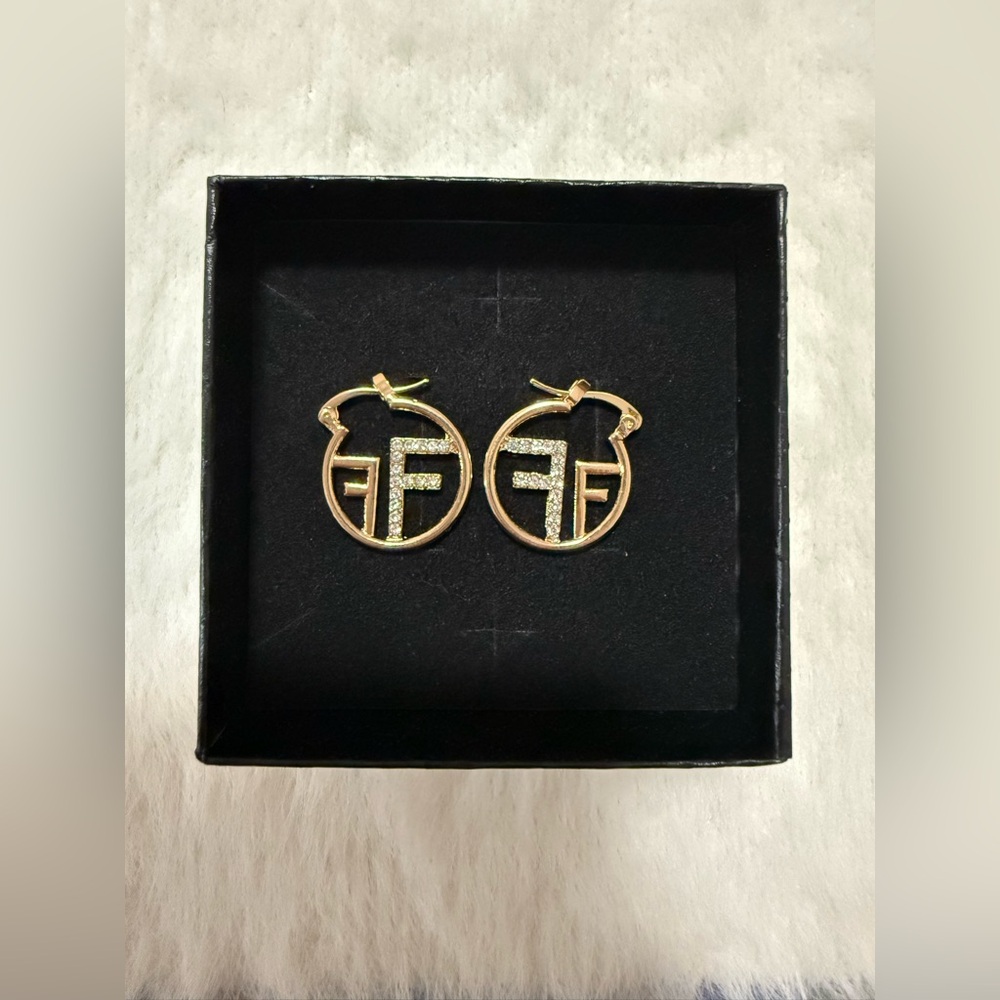 Goldtone Hoop Earrings FF Fashion Jewelry